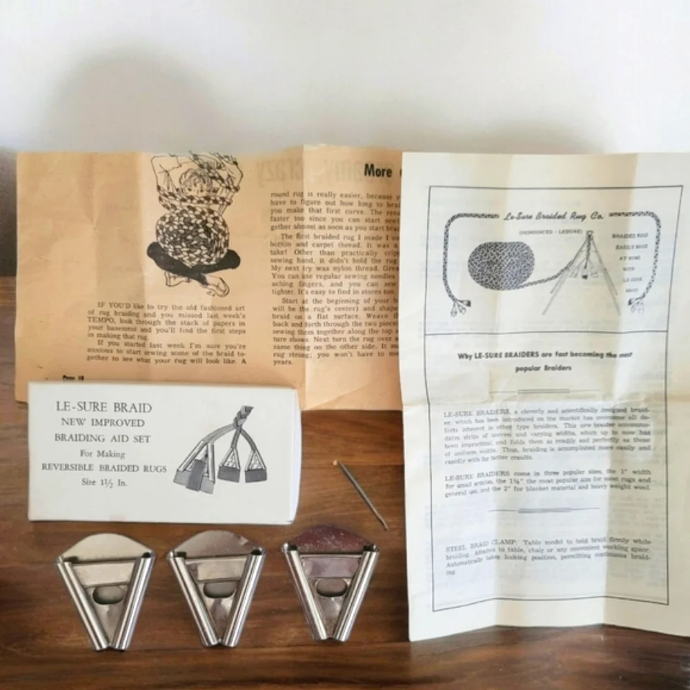 60s NOS Le-sure Braid Kit for Making Reversible Braided Rugs - Complete